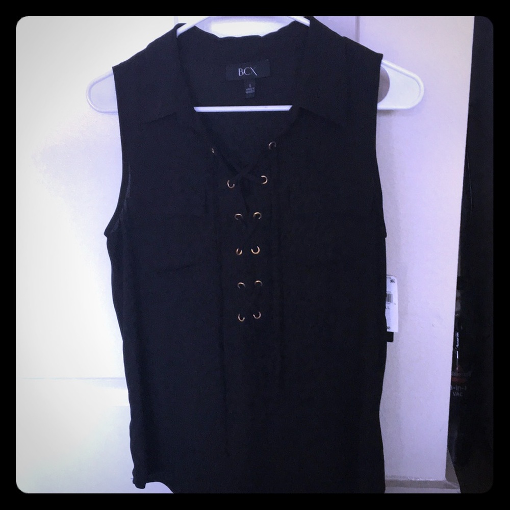 ❗️ LAST CHANCE ❗️ BCX Solid Black Crepe Shirt - Picture 1 of 4